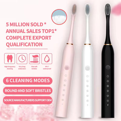 Sonic Electric Toothbrush for Adults IPX7 Waterproof Dupont Brush Head USB Rechargeable High Frequency Cleaning 6 Cleaning Modes