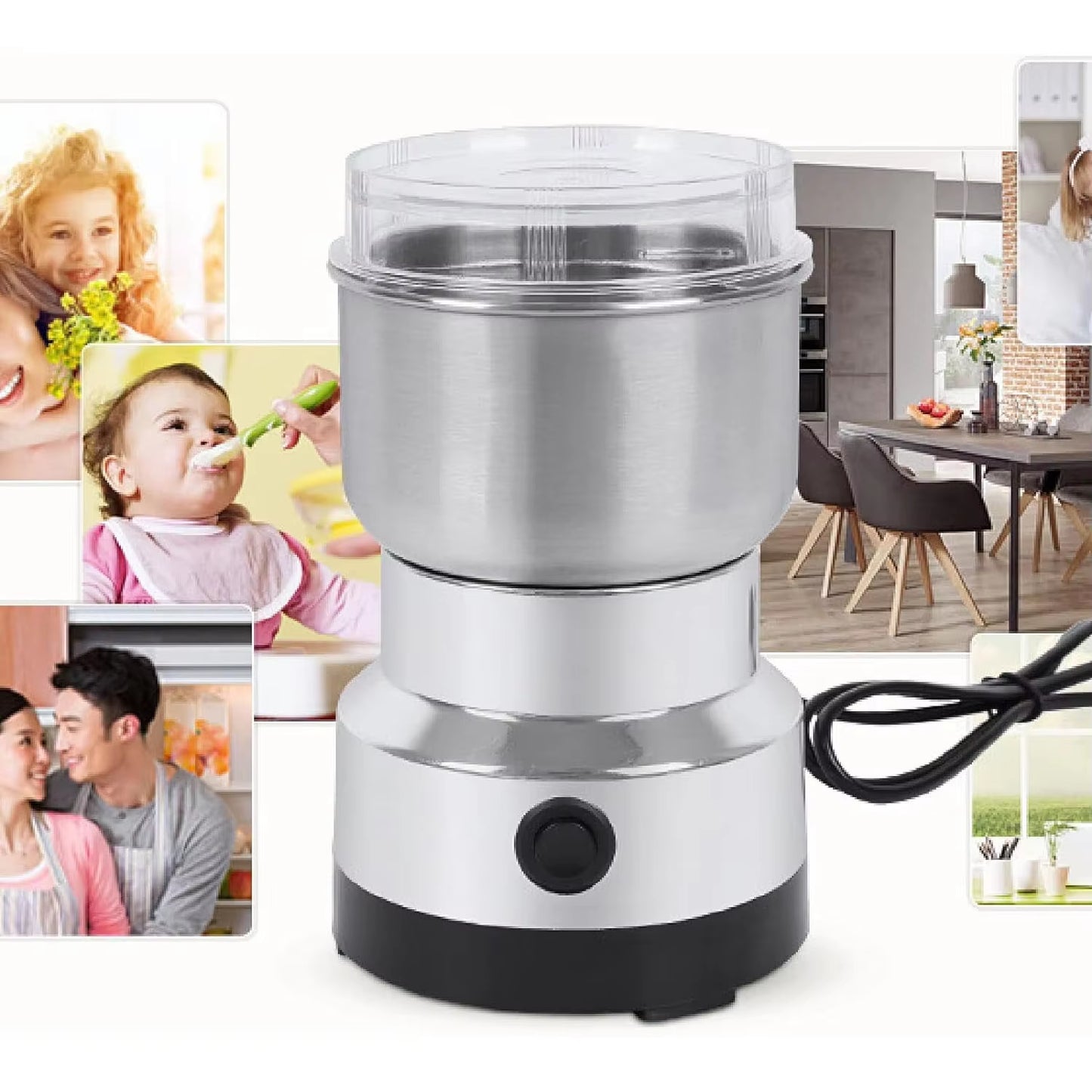 Coffee Grinder Spice Pepper Grinder Grain Grinder 4-Blade Mini Electric Grinder Household 300Ml Ultra-Fine Baby Food Grinder