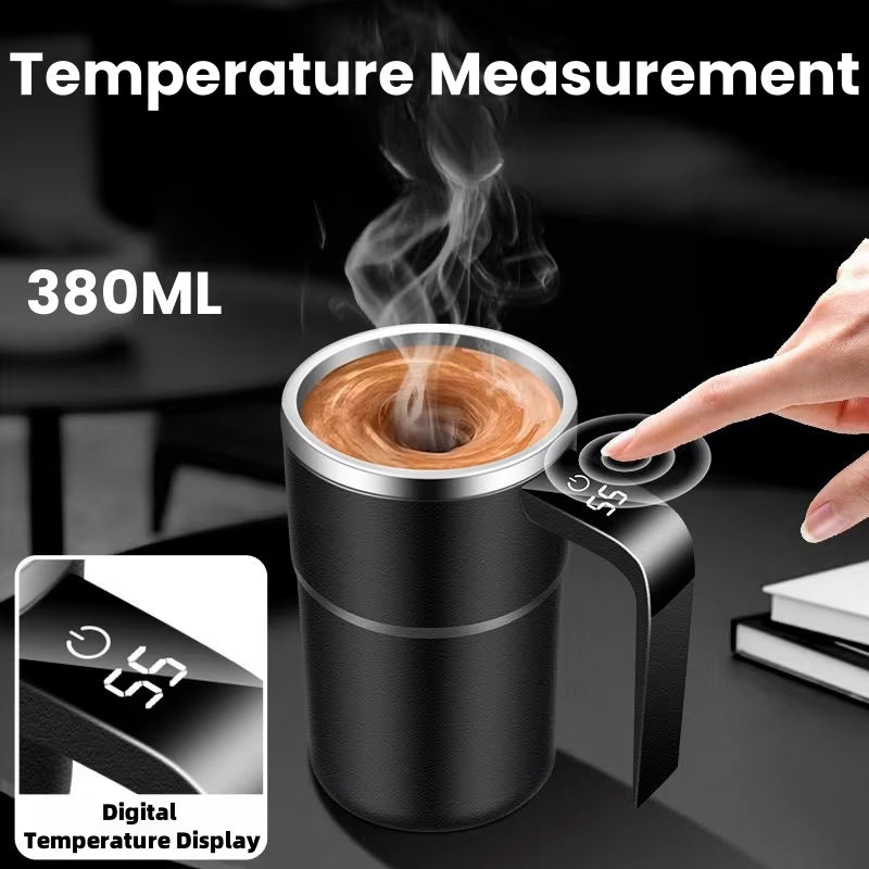 380ML Electric Coffee Self Mixing Mug IP67 Waterproof Bpa-Free Coffee Stirring Mug Rechargeable Automatic Magnetic Cup for Tea