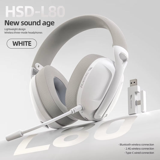 L80 Bluetooth Wireless Wired Three-Mode Gaming Headset Laptop Home Lightweight Headset with Microphone Hi-Fi Stereo